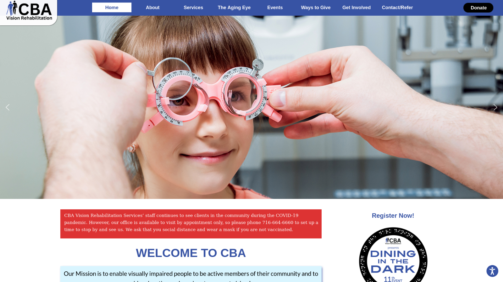 Chautauqua Blind Association website designed and developed by SnowCrest Digital